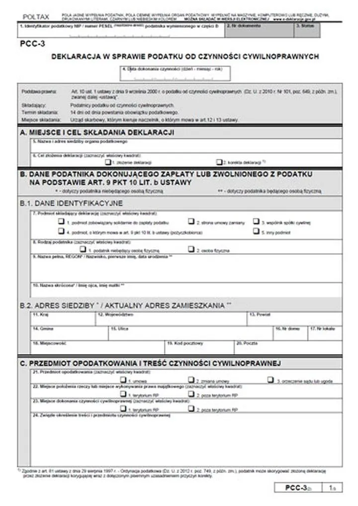 Druk PCC-3 przy hipotece