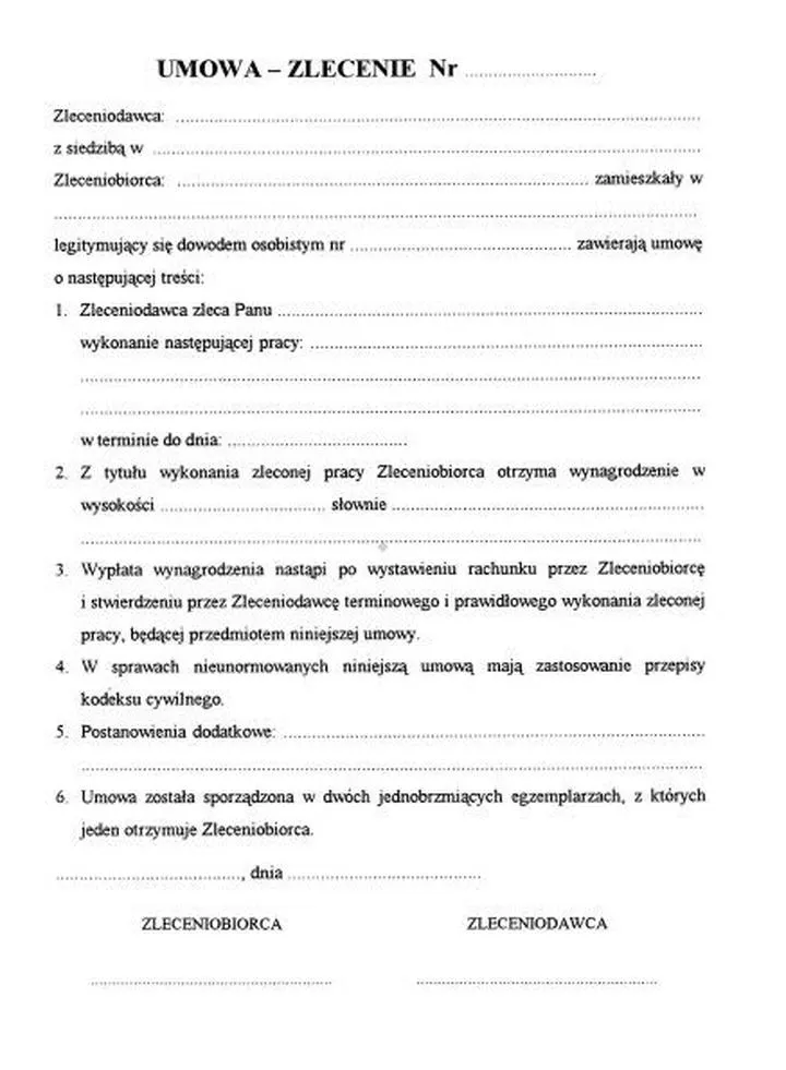 Opodatkowanie umowy zlecenia